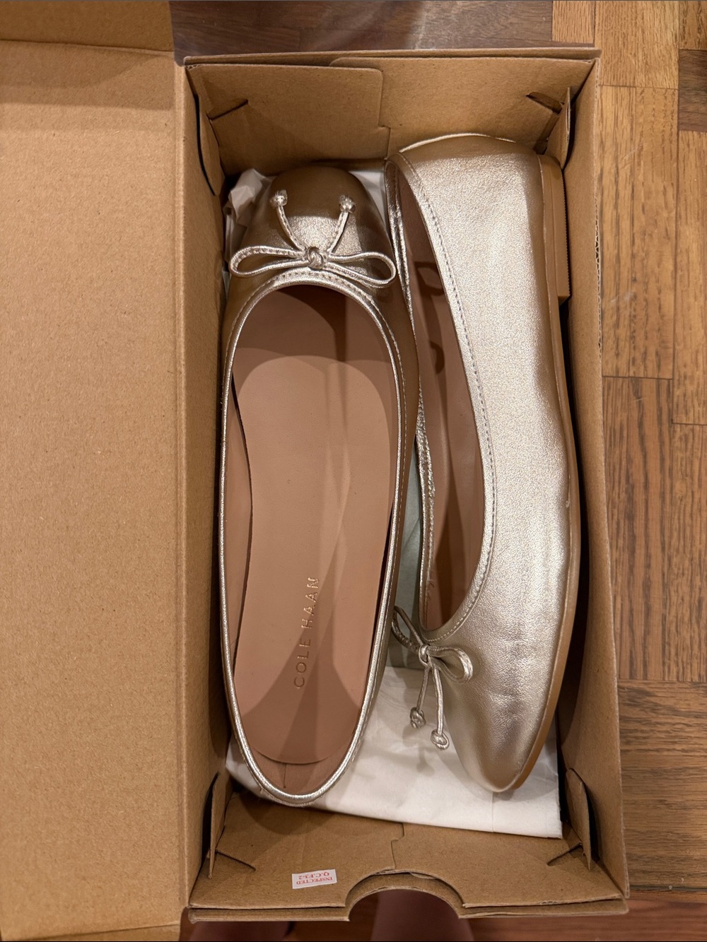 Cole Haan Metallic Ballet Flats in Gold
